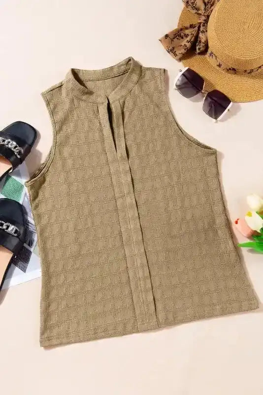 Débardeur à col fendu texturé en treillis