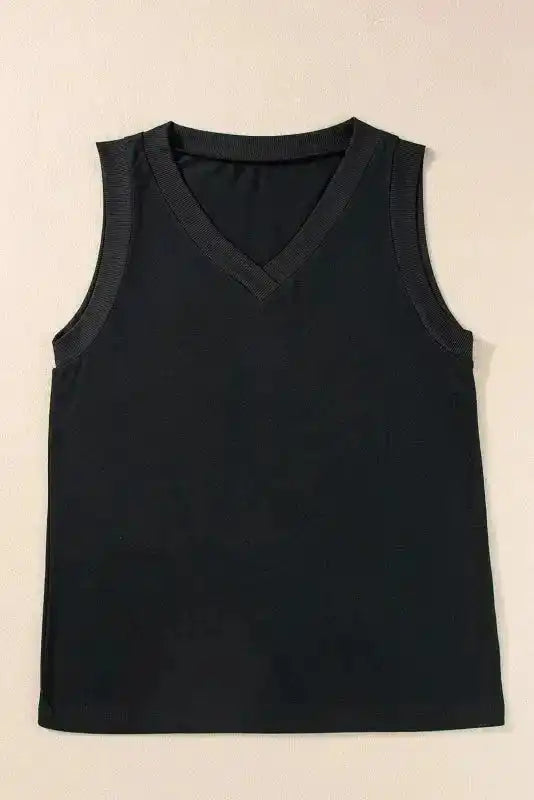 Débardeur ample côtelé à col en V