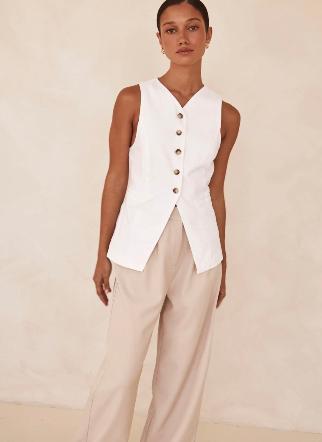 White Linen Vest | V-Neck Vest | Linen Vest | Linen Clothing | 100% Organic Linen
