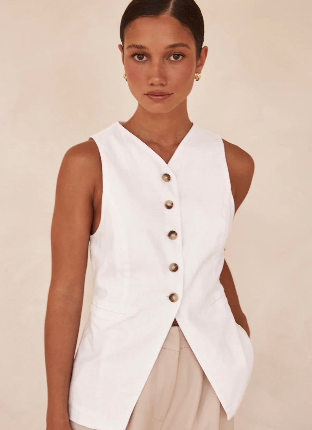 White Linen Vest | V-Neck Vest | Linen Vest | Linen Clothing | 100% Organic Linen